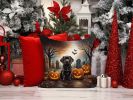 Chocolate Labrador Retriever Spooky Halloween Throw Pillow Machine Washable, Indoor Outdoor Decorative Pillow for Couch, Bed or Patio, 14Hx14W