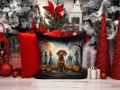 Vizsla Spooky Halloween Throw Pillow Machine Washable, Indoor Outdoor Decorative Pillow for Couch, Bed or Patio, 14Hx14W