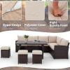 7 Pieces Patio Furniture Set Outdoor Sectional Sofa Conversation Set All Weather Wicker Rattan Couch Dining Table & Chair,Khaki