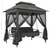 Outdoor Convertible Swing Bench with Canopy Anthracite 86.6"x63"x94.5" Steel