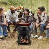 Patio Metal Camping Fire Pit with Pot Holder for Outdoor