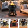 20 Inch Patio Fire Pit Metal Camping Fire Bowl with Pot Holder and Storage Shelf