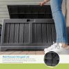 50 Gallon Medium Capacity All Weather Construction Resin Outdoor Storage Deck Box With Arched Lid for Patio or Pool Garden Shelf