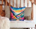 Colorful Brunia Throw Pillow Machine Washable, Indoor Outdoor Decorative Pillow for Couch, Bed or Patio, 14Hx14W