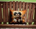 Shih Tzu Fall Throw Pillow Machine Washable, Indoor Outdoor Decorative Pillow for Couch, Bed or Patio, 14Hx14W