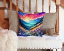 Colorful Annual Larkspur Throw Pillow Machine Washable, Indoor Outdoor Decorative Pillow for Couch, Bed or Patio, 14Hx14W