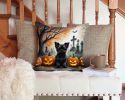 Affenpinscher Spooky Halloween Throw Pillow Machine Washable, Indoor Outdoor Decorative Pillow for Couch, Bed or Patio, 14Hx14W