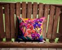 Colorful Orchids Throw Pillow Machine Washable, Indoor Outdoor Decorative Pillow for Couch, Bed or Patio, 14Hx14W