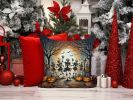 Dancing Skeletons Spooky Halloween Throw Pillow Machine Washable, Indoor Outdoor Decorative Pillow for Couch, Bed or Patio, 14Hx14W