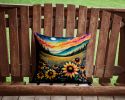 Colorful Black-eyed Susans Throw Pillow Machine Washable, Indoor Outdoor Decorative Pillow for Couch, Bed or Patio, 14Hx14W