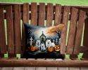 American Eskimo Spooky Halloween Throw Pillow Machine Washable, Indoor Outdoor Decorative Pillow for Couch, Bed or Patio, 14Hx14W