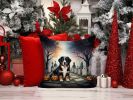 Bernese Mountain Dog Spooky Halloween Throw Pillow Machine Washable, Indoor Outdoor Decorative Pillow for Couch, Bed or Patio, 14Hx14W