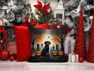 Black Labrador Retriever Spooky Halloween Throw Pillow Machine Washable, Indoor Outdoor Decorative Pillow for Couch, Bed or Patio, 14Hx14W