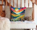 Colorful Buttercups Throw Pillow Machine Washable, Indoor Outdoor Decorative Pillow for Couch, Bed or Patio, 14Hx14W