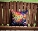 Colorful Lisianthus Throw Pillow Machine Washable, Indoor Outdoor Decorative Pillow for Couch, Bed or Patio, 14Hx14W