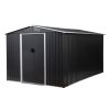 8 x 12 Ft Outdoor Storage Shed, Metal Garden Shed w/ Lockable Sliding Doors, Vents, Large Tool House for Backyard Patio Lawn, Carbon Black