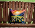 Colorful Daffodils Throw Pillow Machine Washable, Indoor Outdoor Decorative Pillow for Couch, Bed or Patio, 14Hx14W