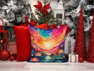 NEW Colorful Lotus Throw Pillow Machine Washable, Indoor Outdoor Decorative Pillow for Couch, Bed or Patio, 14Hx14W