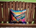 Colorful Brunia Throw Pillow Machine Washable, Indoor Outdoor Decorative Pillow for Couch, Bed or Patio, 14Hx14W