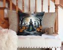 Evil Queen Spooky Halloween Throw Pillow Machine Washable, Indoor Outdoor Decorative Pillow for Couch, Bed or Patio, 14Hx14W