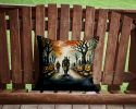 Orcs Spooky Halloween Throw Pillow Machine Washable, Indoor Outdoor Decorative Pillow for Couch, Bed or Patio, 14Hx14W