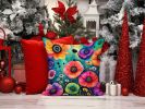 Colorful Anemones Throw Pillow Machine Washable, Indoor Outdoor Decorative Pillow for Couch, Bed or Patio, 14Hx14W