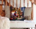 German Shepherd and Santa Claus Throw Pillow Machine Washable, Indoor Outdoor Decorative Pillow for Couch, Bed or Patio, 14Hx14W