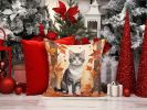 American Wirehair Cat in Fall Leaves Throw Pillow Machine Washable, Indoor Outdoor Decorative Pillow for Couch, Bed or Patio, 14Hx14W