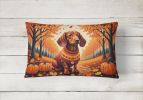 Autumn Leaves Throw Pillow Throw Pillow for Indoor Couch Bed Outdoor Patio Washable, Dachshund,12Hx16W