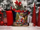 Lakeland Terrier and Santa Claus Throw Pillow Machine Washable, Indoor Outdoor Decorative Pillow for Couch, Bed or Patio, 14Hx14W