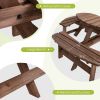 Patio 8 Seat Wood Picnic Dining Seat Bench Set