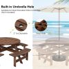 Patio 8 Seat Wood Picnic Dining Seat Bench Set