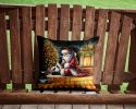 Japanese Chin and Santa Claus Throw Pillow Machine Washable, Indoor Outdoor Decorative Pillow for Couch, Bed or Patio, 14Hx14W