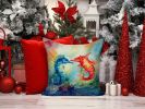 Seahorses Throw Pillow Machine Washable, Indoor Outdoor Decorative Pillow for Couch, Bed or Patio, 14Hx14W