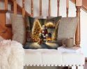 Bloodhound and Santa Claus Throw Pillow Machine Washable, Indoor Outdoor Decorative Pillow for Couch, Bed or Patio, 14Hx14W