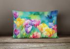 Flowers in Watercolor Throw Pillow Throw Pillow for Indoor Couch Bed Outdoor Patio Washable, Freesias 1566,12Hx16W