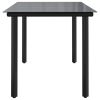 Patio Dining Table Black 63"x31.5"x29.1" Steel and Tempered Glass