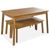 3 Pieces Acacia Wood Table Bench Dining Set For Outdoor & Indoor Furniture With 2 Benches, Picnic Beer Table for Patio, Porch, Garden, Poolside