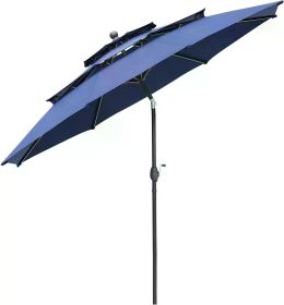 Patio Furniture Outdoor Set 13FT Double-Sided Patio Umbrellas With 36 LED Lights Umbrella for the Beach Outdoor Garden Parasol (Color: Navy)