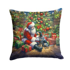 Bluetick Hound and Santa Claus Throw Pillow Machine Washable, Indoor Outdoor Decorative Pillow for Couch, Bed or Patio, 14Hx14W (Default: Default)