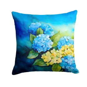 Hydrangeas in Watercolor Throw Pillow Machine Washable, Indoor Outdoor Decorative Pillow for Couch, Bed or Patio, 14Hx14W (Default: Default)