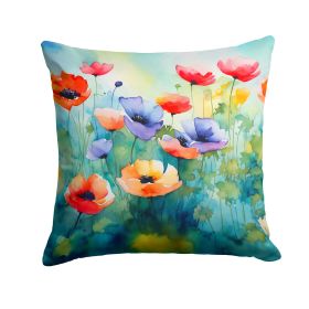 Anemones in Watercolor Throw Pillow Machine Washable, Indoor Outdoor Decorative Pillow for Couch, Bed or Patio, 14Hx14W (Default: Default)