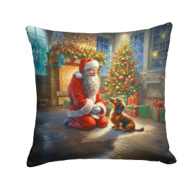 Dachshund and Santa Claus Throw Pillow Machine Washable, Indoor Outdoor Decorative Pillow for Couch, Bed or Patio, 14Hx14W (Default: Default)