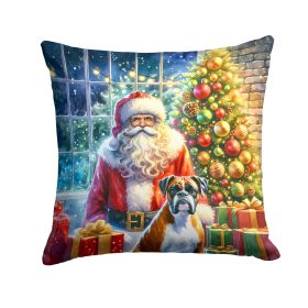 Boxer and Santa Claus Throw Pillow Machine Washable, Indoor Outdoor Decorative Pillow for Couch, Bed or Patio, 14Hx14W (Default: Default)