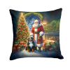 Bernese Mountain Dog and Santa Claus Throw Pillow Machine Washable, Indoor Outdoor Decorative Pillow for Couch, Bed or Patio, 14Hx14W