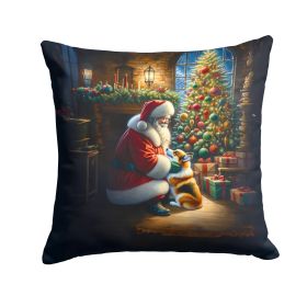 Corgi and Santa Claus Throw Pillow Machine Washable, Indoor Outdoor Decorative Pillow for Couch, Bed or Patio, 14Hx14W (Default: Default)