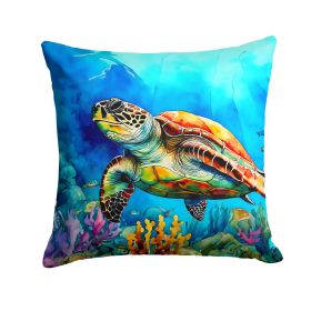 Loggerhead Sea Turtle Throw Pillow Machine Washable, Indoor Outdoor Decorative Pillow for Couch, Bed or Patio, 14Hx14W (Default: Default)