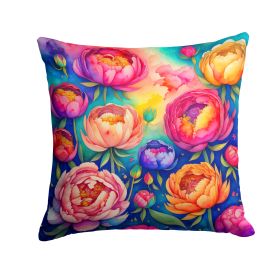 Colorful Peonies Throw Pillow Machine Washable, Indoor Outdoor Decorative Pillow for Couch, Bed or Patio, 14Hx14W (Default: Default)