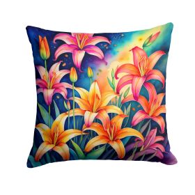 Colorful Lilies Throw Pillow Machine Washable, Indoor Outdoor Decorative Pillow for Couch, Bed or Patio, 14Hx14W (Default: Default)