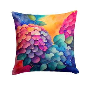 Colorful Hydrangeas Throw Pillow Machine Washable, Indoor Outdoor Decorative Pillow for Couch, Bed or Patio, 14Hx14W (Default: Default)